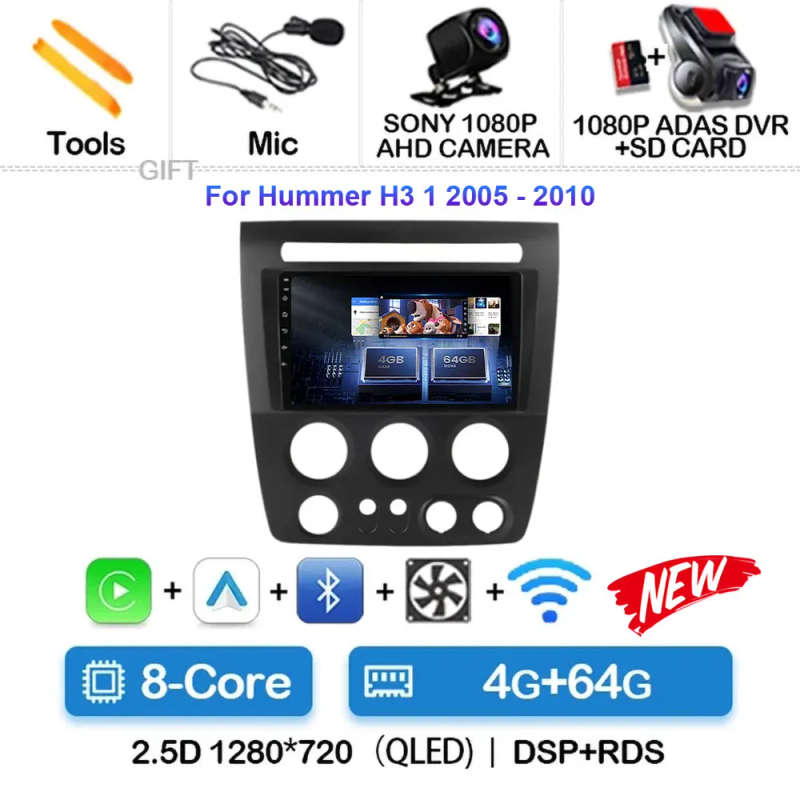 Android14 Car Radio For Hummer H3 1 2005 2006 2007 - 2010 Navigation GPS Multimedia Video Player ...