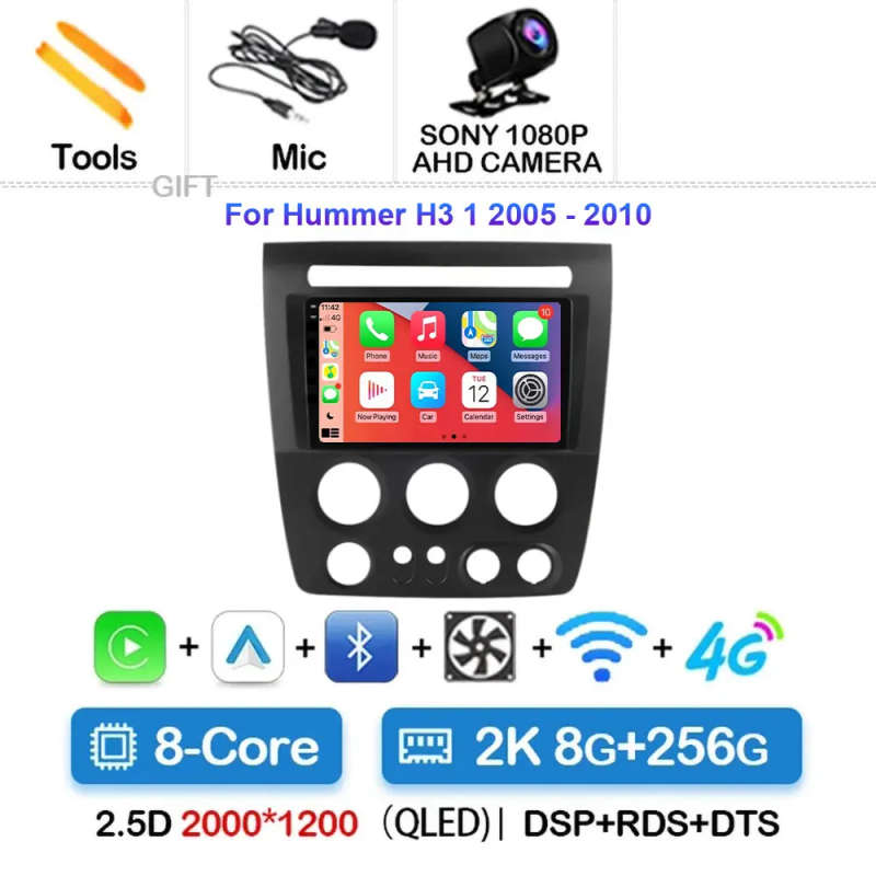 Android14 Car Radio For Hummer H3 1 2005 2006 2007 - 2010 Navigation GPS Multimedia Video Player ...