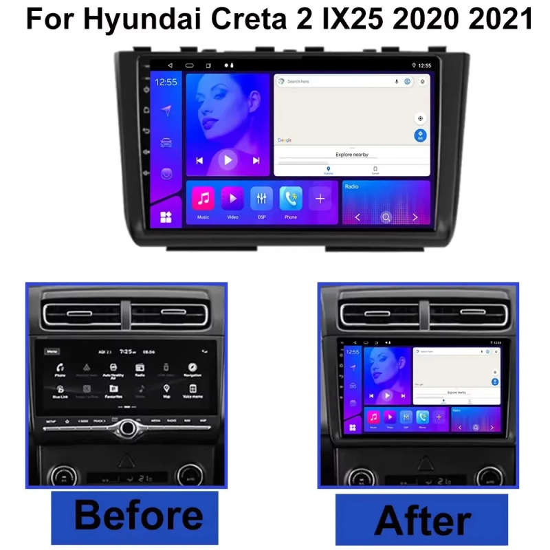 Android14 Car Radio For Hyundai Creta 2 IX25 2020 2021 Navigation GPS Multimedia Video Player Ste...