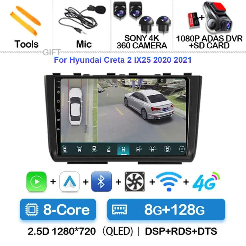 Android14 Car Radio For Hyundai Creta 2 IX25 2020 2021 Navigation GPS Multimedia Video Player Ste...