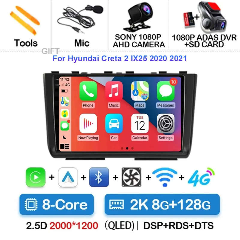 Android14 Car Radio For Hyundai Creta 2 IX25 2020 2021 Navigation GPS Multimedia Video Player Ste...