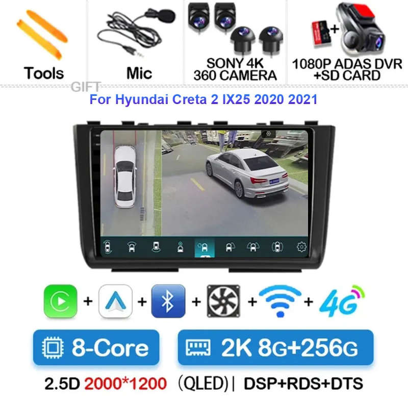 Android14 Car Radio For Hyundai Creta 2 IX25 2020 2021 Navigation GPS Multimedia Video Player Ste...