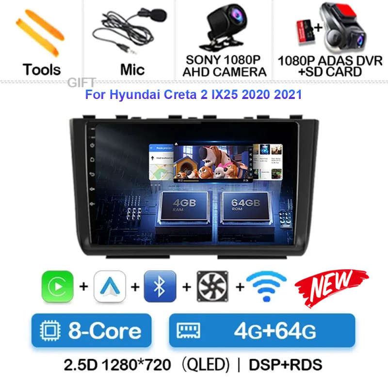 Android14 Car Radio For Hyundai Creta 2 IX25 2020 2021 Navigation GPS Multimedia Video Player Ste...