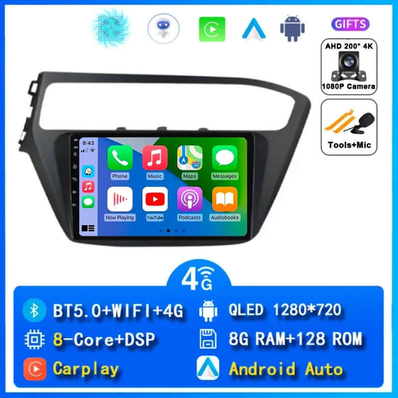 Android14 Car Radio For Hyundai I20 2018 2019 Navigation GPS Multimedia Video Player Stereo wirel...