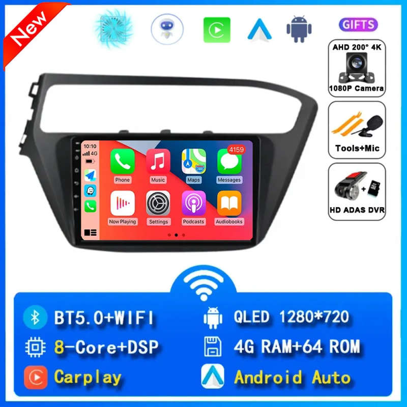 Android14 Car Radio For Hyundai I20 2018 2019 Navigation GPS Multimedia Video Player Stereo wirel...