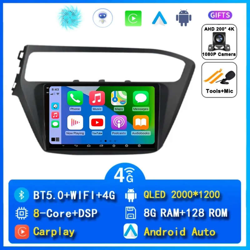 Android14 Car Radio For Hyundai I20 2018 2019 Navigation GPS Multimedia Video Player Stereo wirel...