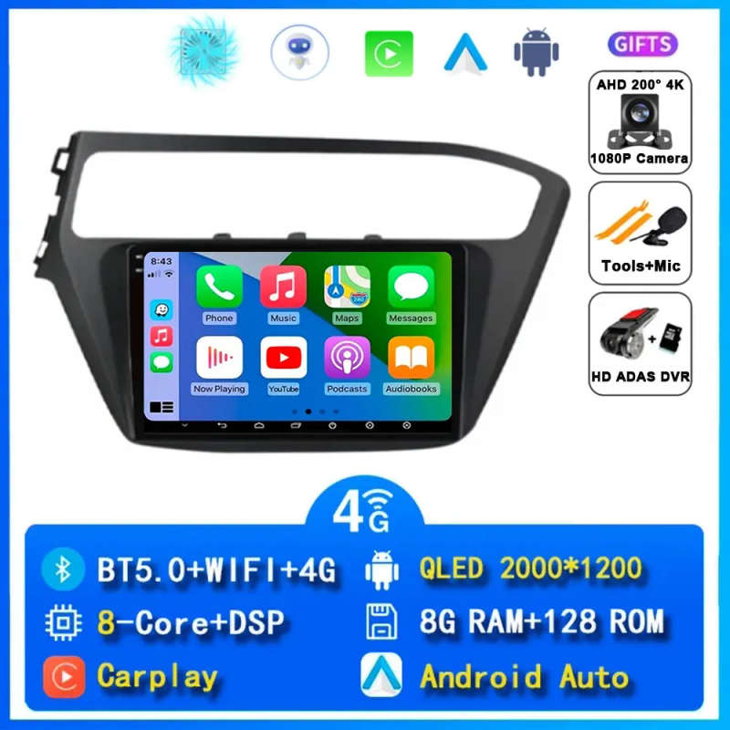 Android14 Car Radio For Hyundai I20 2018 2019 Navigation GPS Multimedia Video Player Stereo wirel...