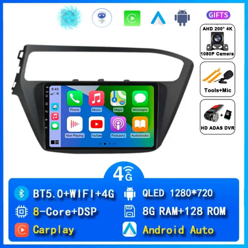 Android14 Car Radio For Hyundai I20 2018 2019 Navigation GPS Multimedia Video Player Stereo wirel...