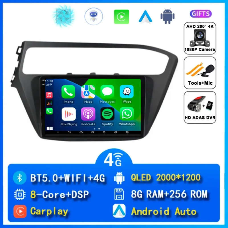 Android14 Car Radio For Hyundai I20 2018 2019 Navigation GPS Multimedia Video Player Stereo wirel...