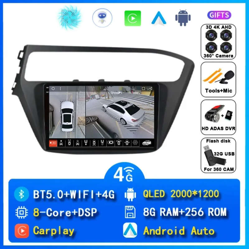 Android14 Car Radio For Hyundai I20 2018 2019 Navigation GPS Multimedia Video Player Stereo wirel...
