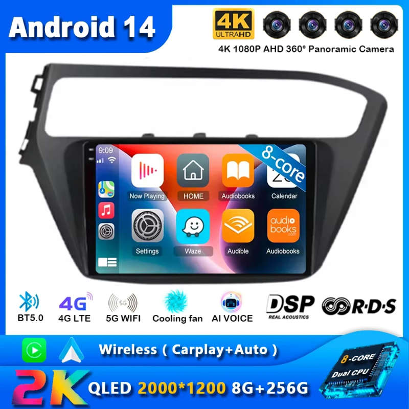 Android14 Car Radio For Hyundai I20 2018 2019 Navigation GPS Multimedia Video Player Stereo wirel...