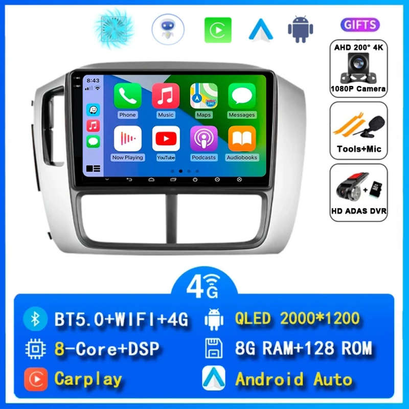 Android14 Carplay Car Radio For Honda Pilot 1 2005 2007 2008 Navigation GPS Multimedia Player WiF...