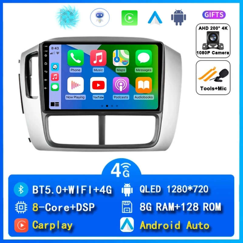 Android14 Carplay Car Radio For Honda Pilot 1 2005 2007 2008 Navigation GPS Multimedia Player WiF...