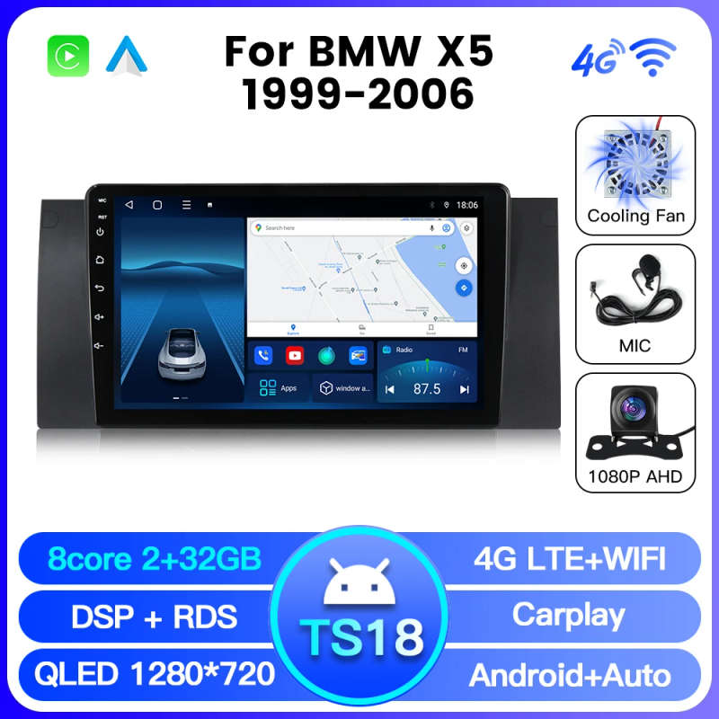 Car Radio Multimedia Video Player GPS Intelligent Navigation System for BMW X5 E53 E39 1999-2006 ...