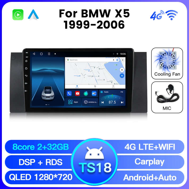 Car Radio Multimedia Video Player GPS Intelligent Navigation System for BMW X5 E53 E39 1999-2006 ...