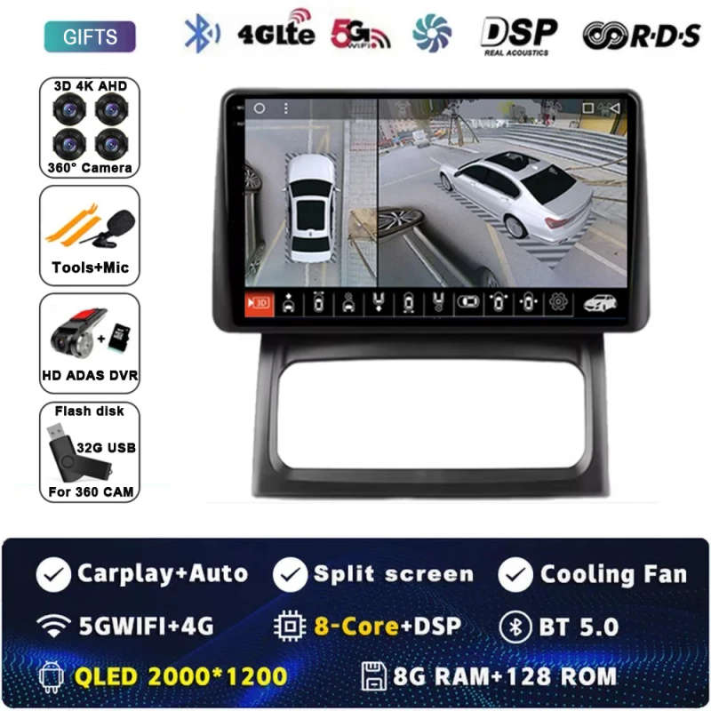 Car Radio Wireless Carplay For Renault Clio 2 BB CB 2001 - 2012 Navigation GPS Android Auto QLED ...