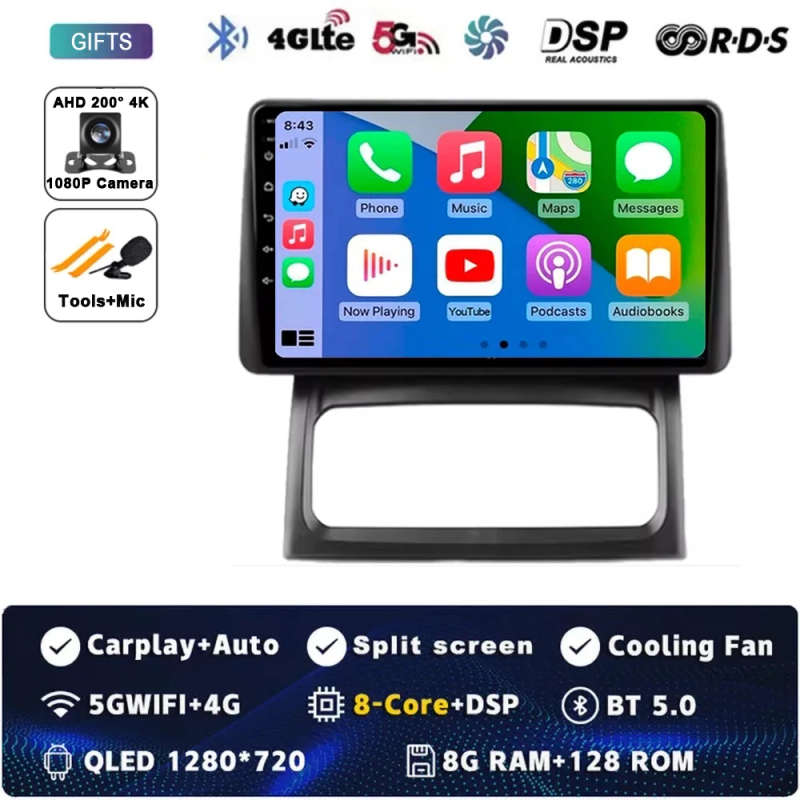 Car Radio Wireless Carplay For Renault Clio 2 BB CB 2001 - 2012 Navigation GPS Android Auto QLED ...
