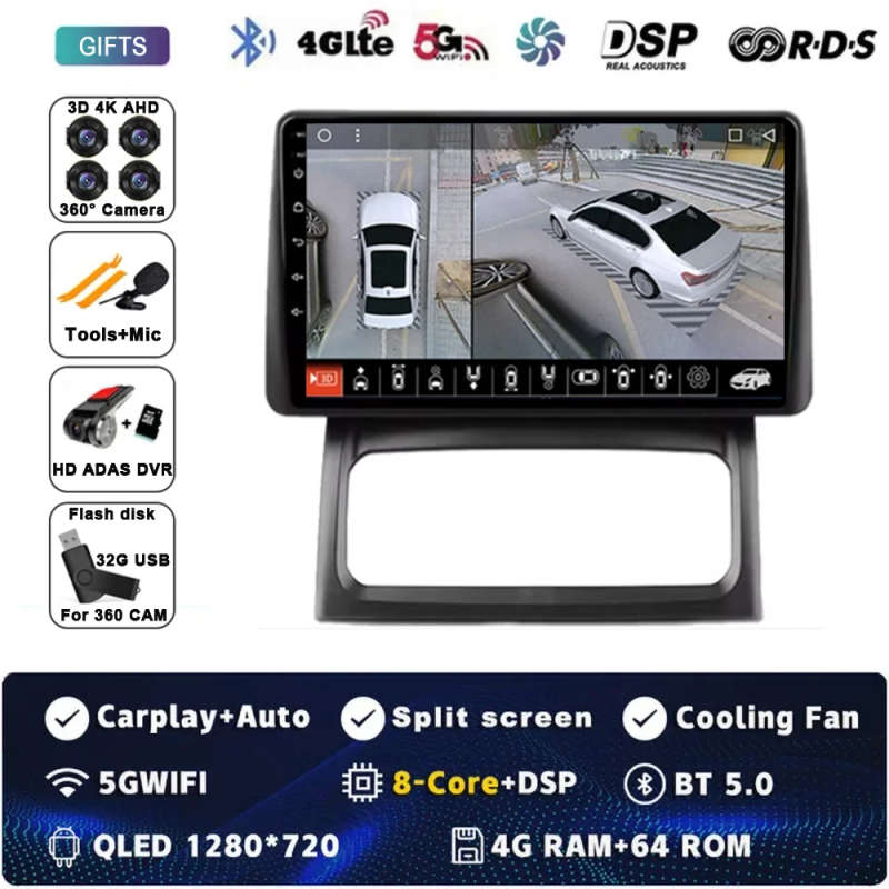 Car Radio Wireless Carplay For Renault Clio 2 BB CB 2001 - 2012 Navigation GPS Android Auto QLED ...