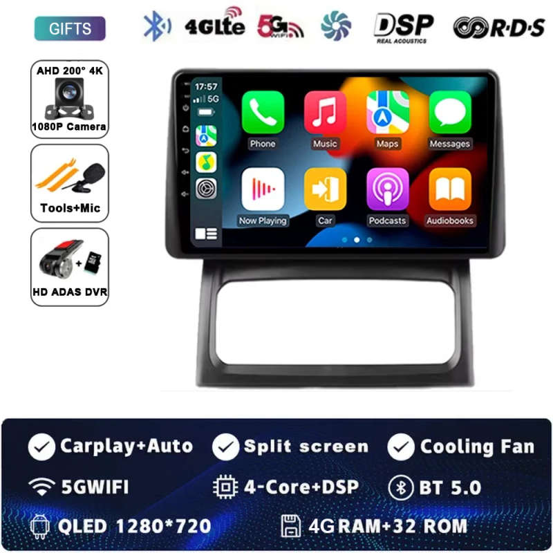 Car Radio Wireless Carplay For Renault Clio 2 BB CB 2001 - 2012 Navigation GPS Android Auto QLED ...