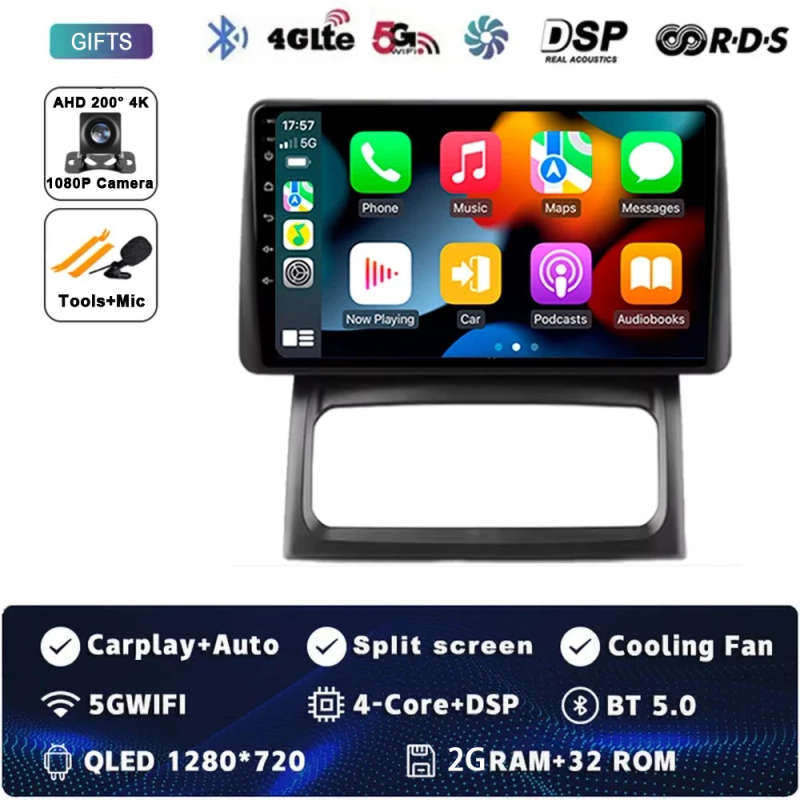 Car Radio Wireless Carplay For Renault Clio 2 BB CB 2001 - 2012 Navigation GPS Android Auto QLED ...
