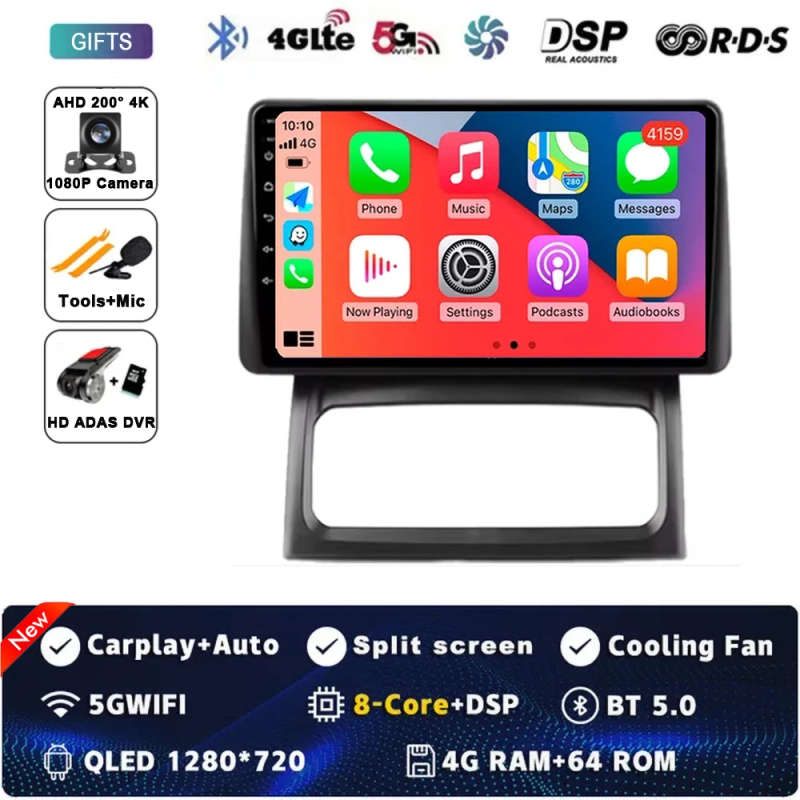 Car Radio Wireless Carplay For Renault Clio 2 BB CB 2001 - 2012 Navigation GPS Android Auto QLED ...