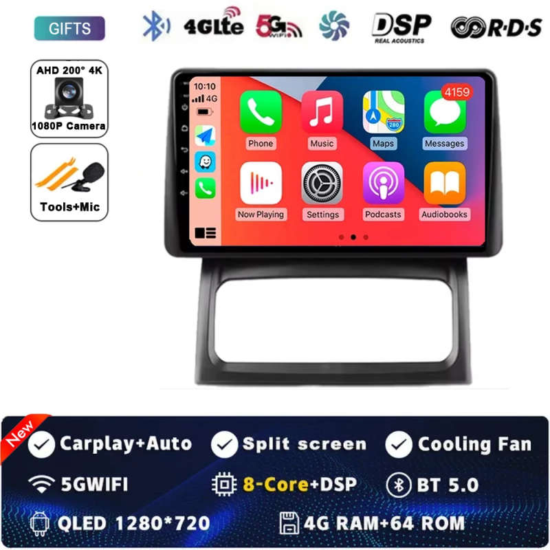 Car Radio Wireless Carplay For Renault Clio 2 BB CB 2001 - 2012 Navigation GPS Android Auto QLED ...