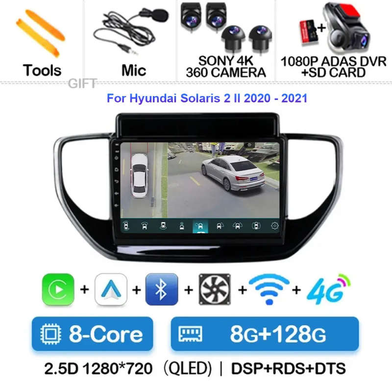 For Hyundai Solaris Accent 2 II 2020 - 2021 Car Radio Android 14 Multimedia Video Player Navigati...
