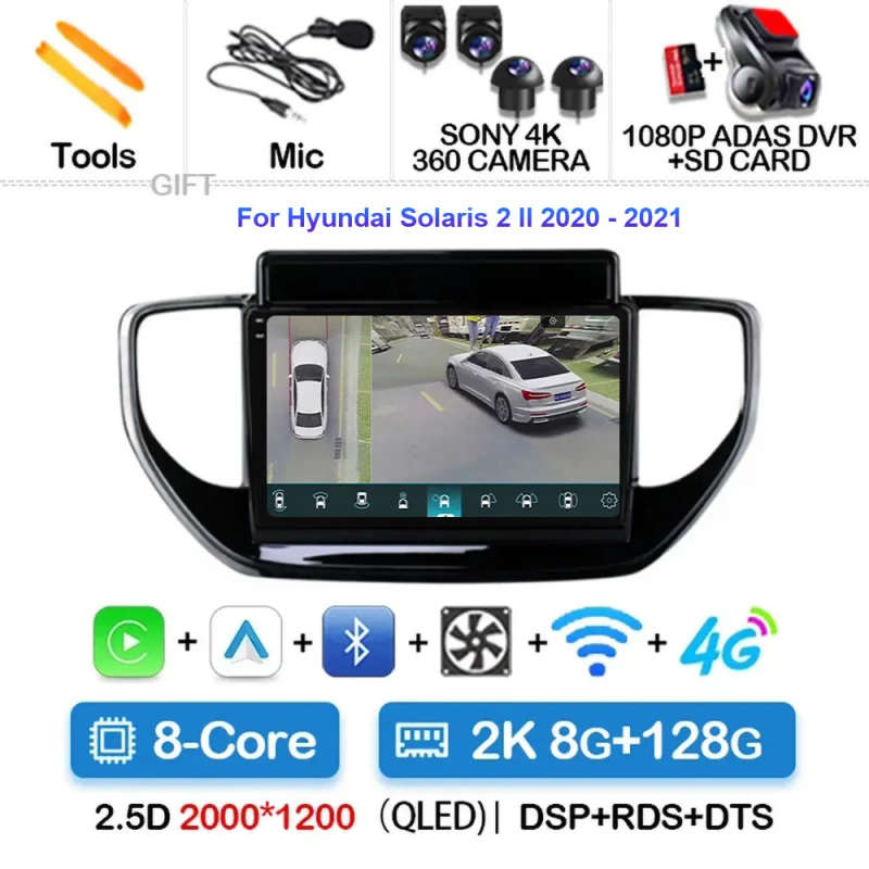 For Hyundai Solaris Accent 2 II 2020 - 2021 Car Radio Android 14 Multimedia Video Player Navigati...