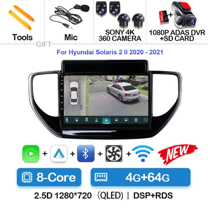 For Hyundai Solaris Accent 2 II 2020 - 2021 Car Radio Android 14 Multimedia Video Player Navigati...