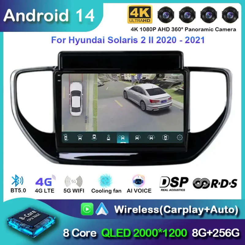 For Hyundai Solaris Accent 2 II 2020 - 2021 Car Radio Android 14 Multimedia Video Player Navigati...