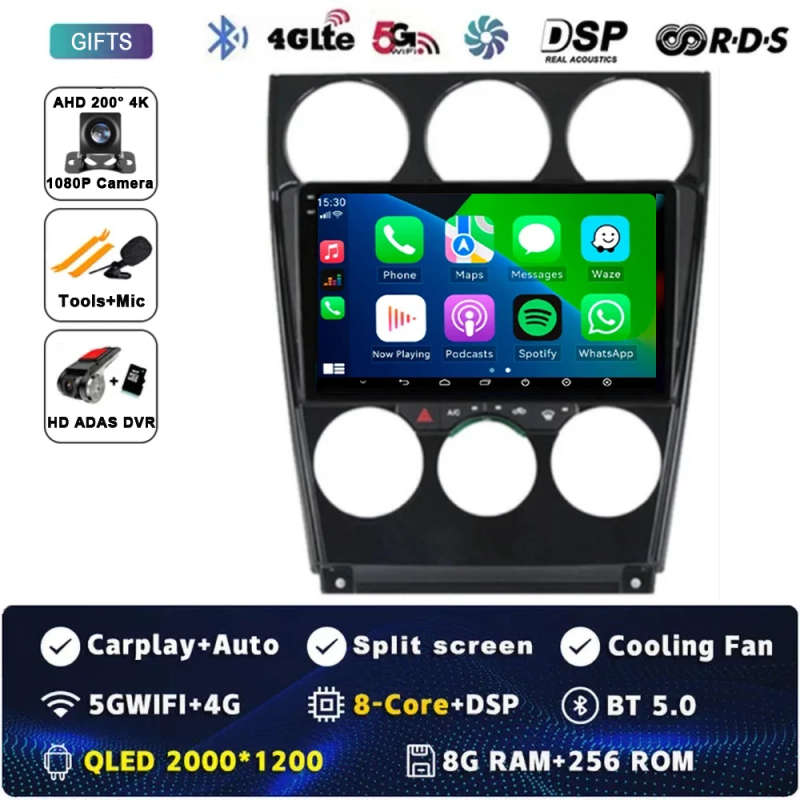 For Mazda 6 2002 2003 2004 2005 2006 2007 2008 Android 14 Multimedia Car Player Navigation GPS Ra...