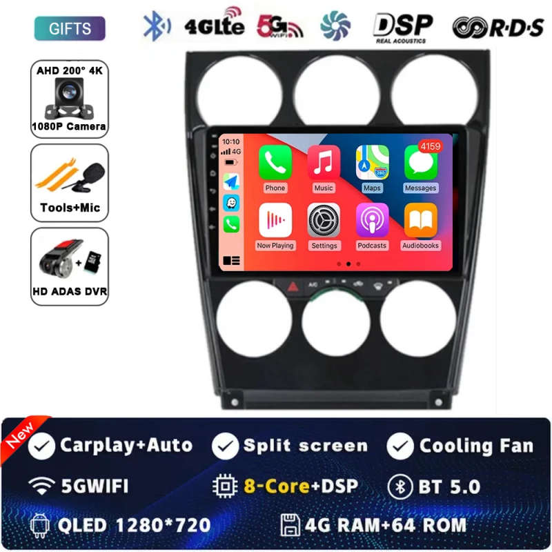 For Mazda 6 2002 2003 2004 2005 2006 2007 2008 Android 14 Multimedia Car Player Navigation GPS Ra...