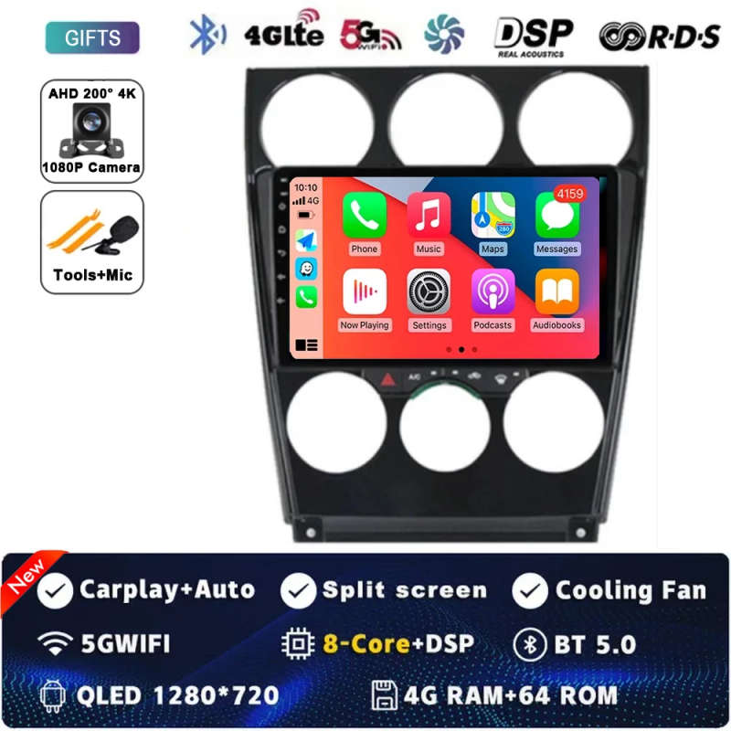 For Mazda 6 2002 2003 2004 2005 2006 2007 2008 Android 14 Multimedia Car Player Navigation GPS Ra...