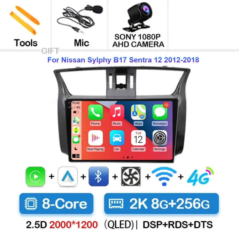 For Nissan Sylphy Sentra B17 2012 - 2017 Car Android 14Carplay Auto Radio Navigation GPS Multimed...