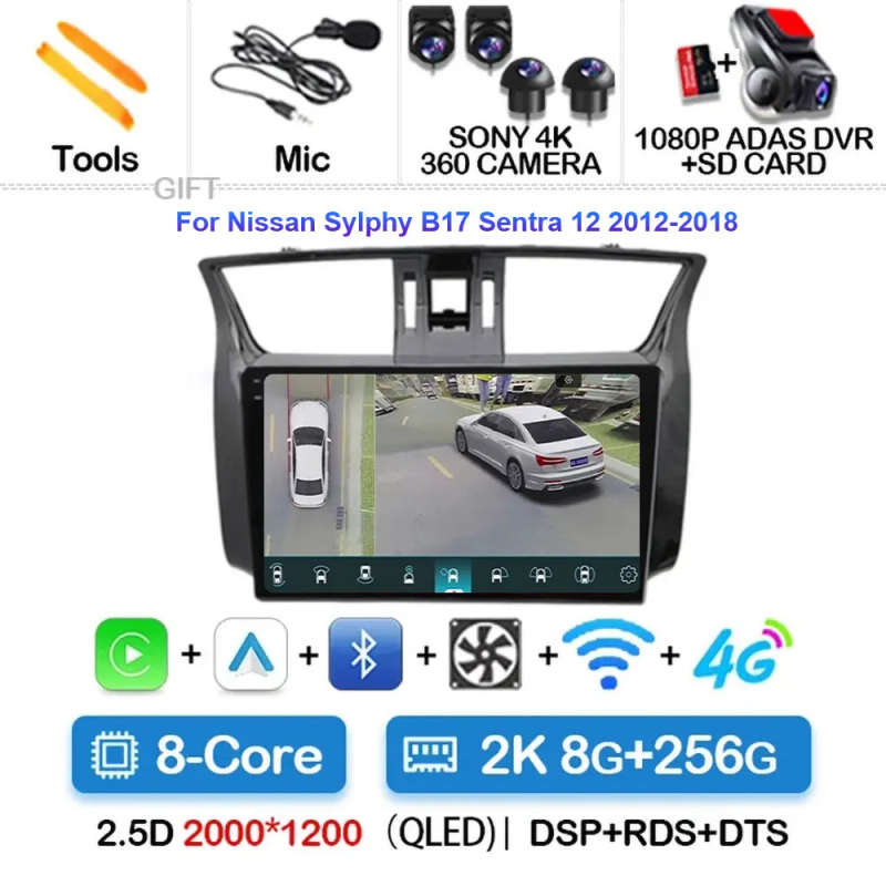 For Nissan Sylphy Sentra B17 2012 - 2017 Car Android 14Carplay Auto Radio Navigation GPS Multimed...