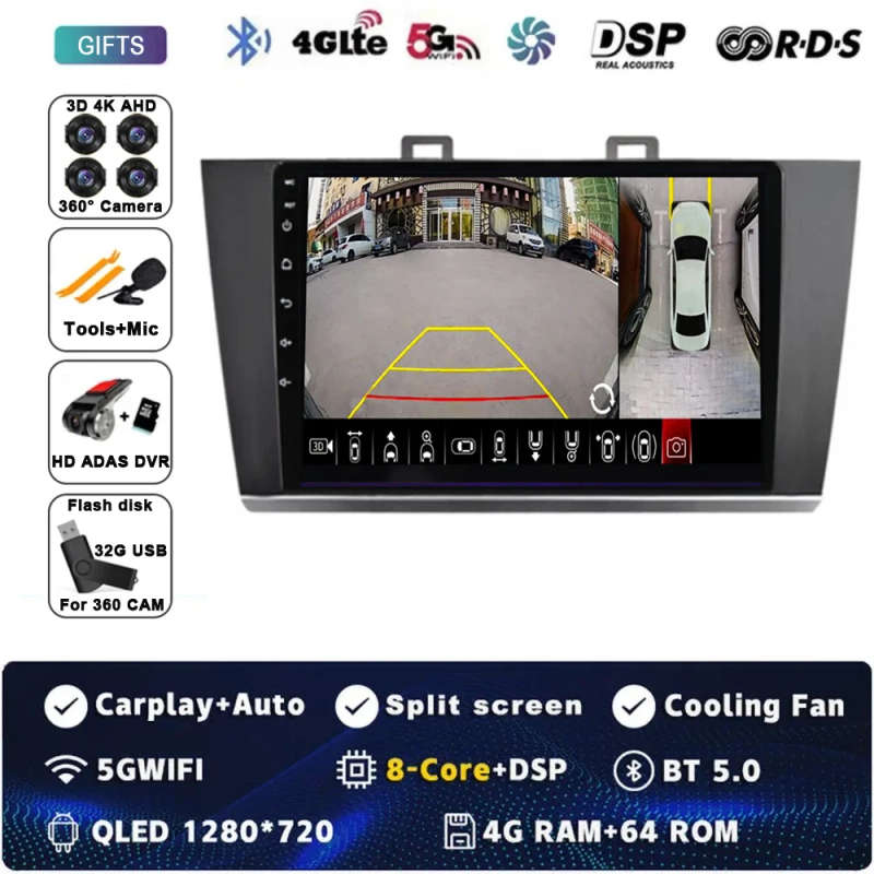 For Subaru Outback Legacy 2014-2016 2017 2018 Android 14 Car Radio Navigation Multimedia Player S...