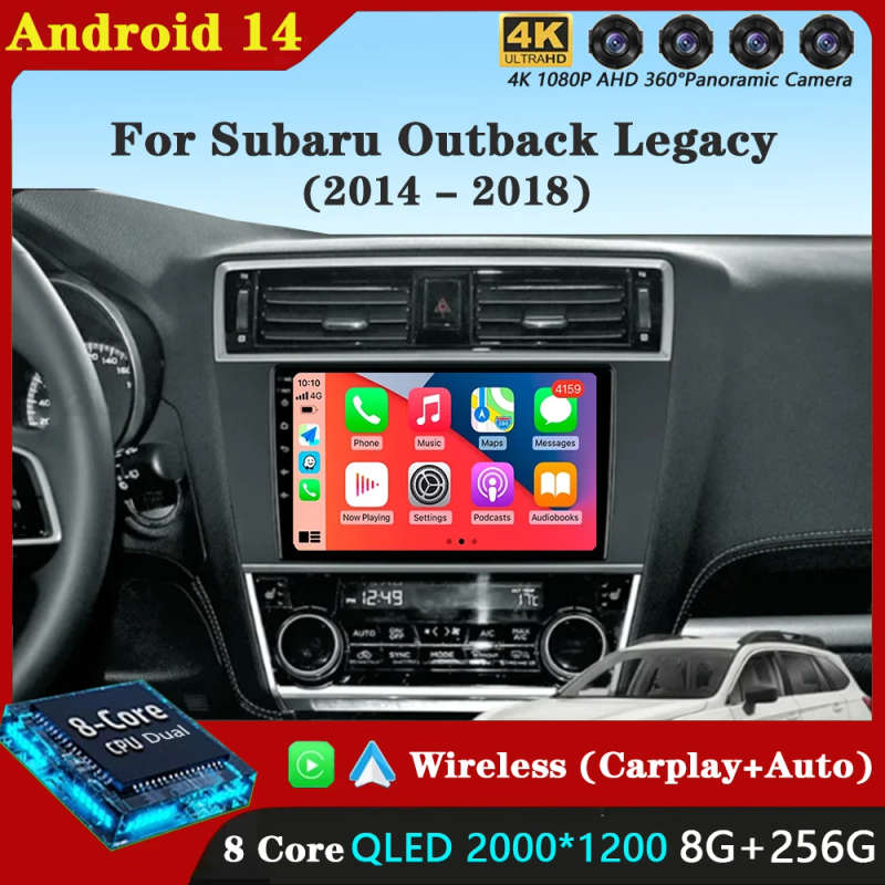 For Subaru Outback Legacy 2014-2016 2017 2018 Android 14 Car Radio Navigation Multimedia Player S...
