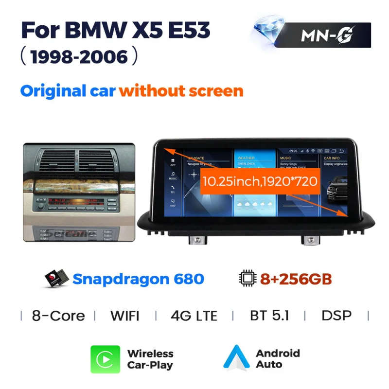 Qualcomm Snapdragon 680 Android 13 for BMW X5 E39 E53 1999-2006 Multimedia Player GPS Navigation ...