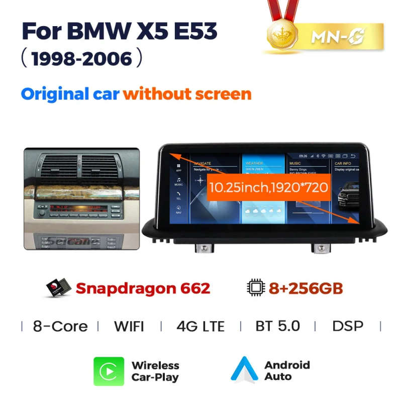Qualcomm Snapdragon 680 Android 13 for BMW X5 E39 E53 1999-2006 Multimedia Player GPS Navigation ...