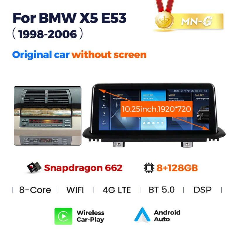 Qualcomm Snapdragon 680 Android 13 for BMW X5 E39 E53 1999-2006 Multimedia Player GPS Navigation ...