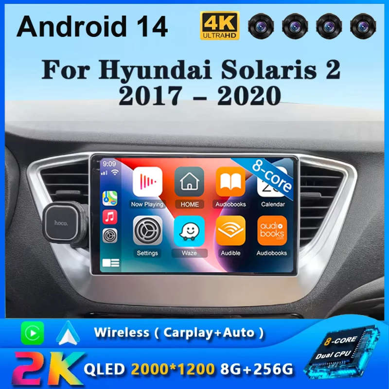 Wireless CarPlay Android 14 Auto Radio For Hyundai Solaris 2 Verna 2017 - 2020 4G Car Multimedia ...