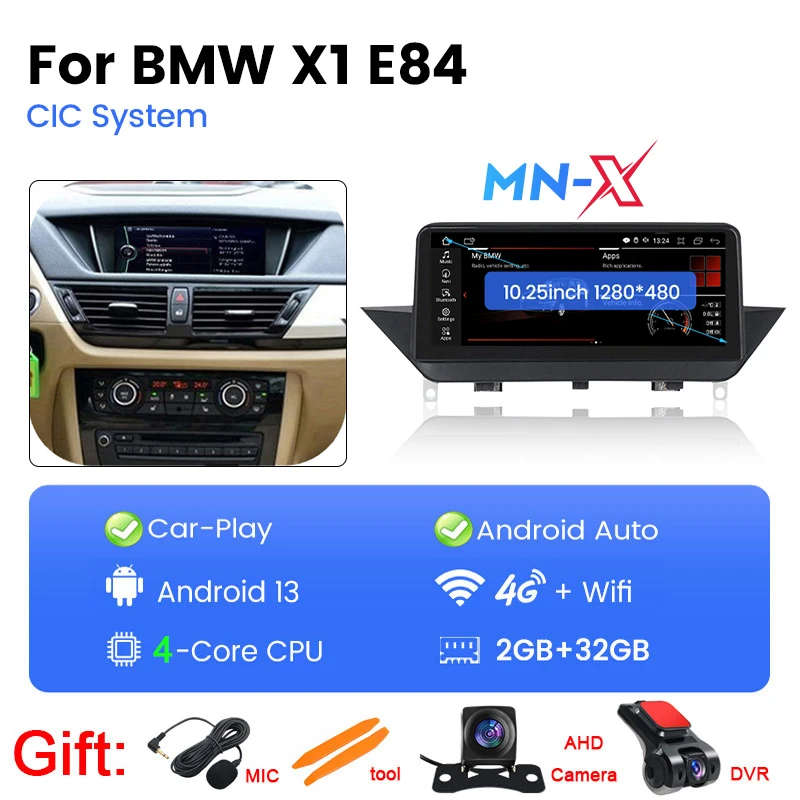 Wireless Carplay Android 13 Touch Screen Auto for BMW X1 E84 2009-2015 2 Din 4G WiFi Carplay Mult...