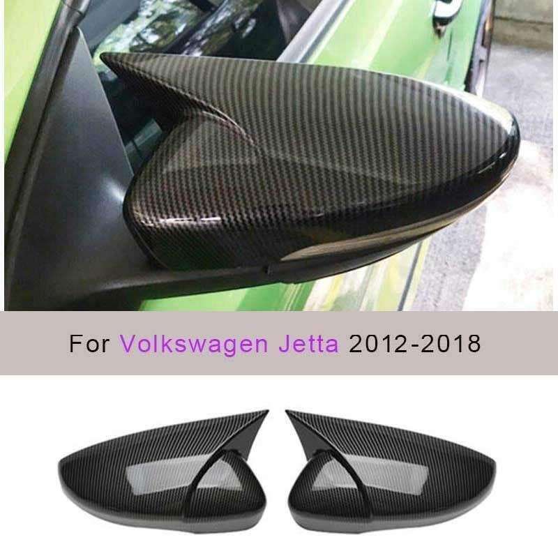 For Volkswagen Jetta 2012-2018 Carbon Fiber OX Horn Rear View Mirror Cover 2pcs