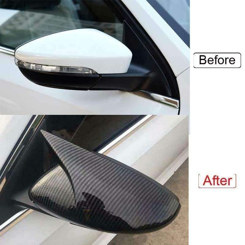 For Volkswagen Jetta 2012-2018 Carbon Fiber OX Horn Rear View Mirror Cover 2pcs