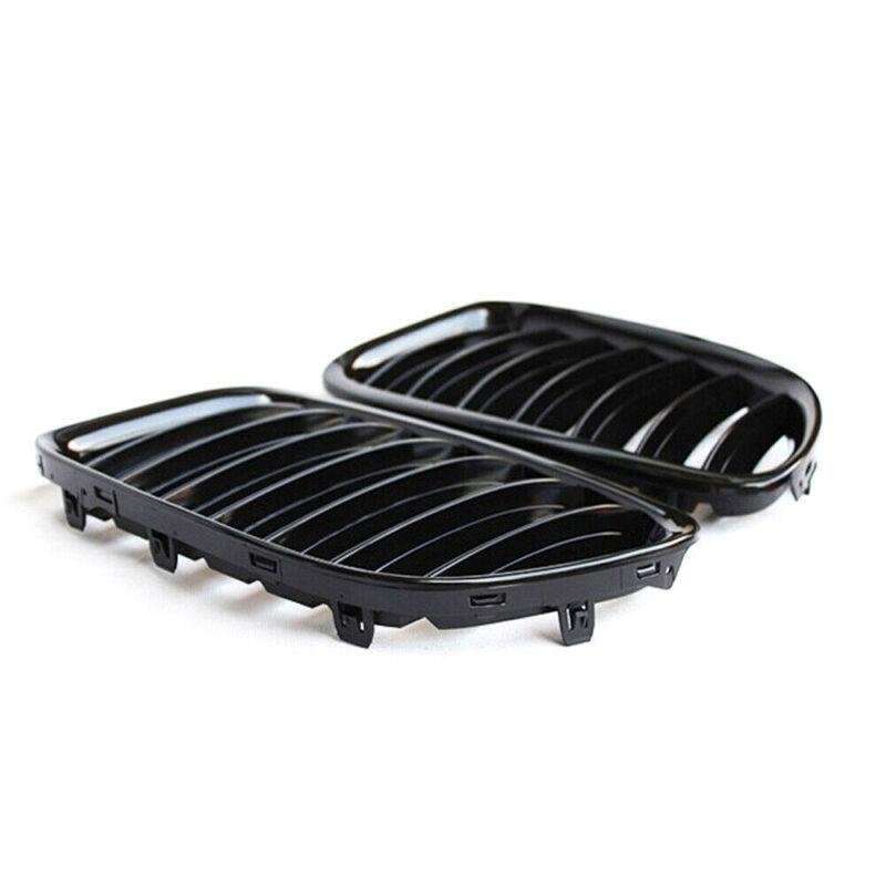 Front Gloss Black For BMW E84 X1 M Kidney Sport Hood Grill SUV 2012-15 LH&amp;RH Set