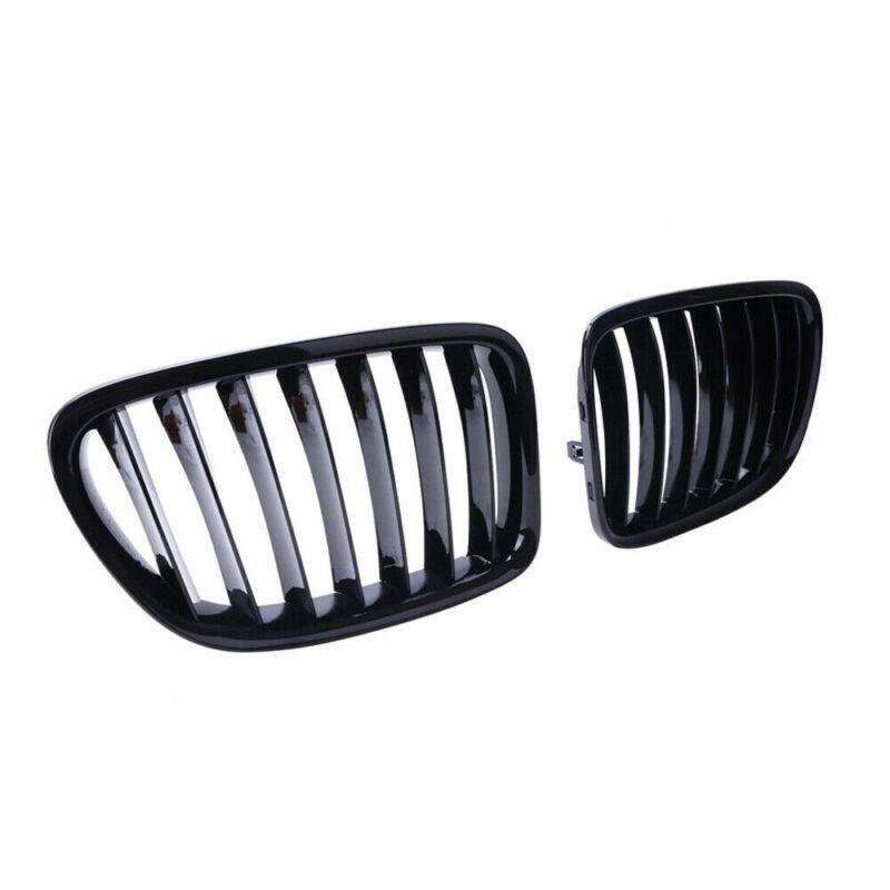 Front Gloss Black For BMW E84 X1 M Kidney Sport Hood Grill SUV 2012-15 LH&amp;RH Set