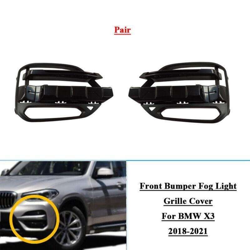 2pcs Front Bumper Fog Light Grille Cover For BMW X3 2018-2021 LR 51117422945/6