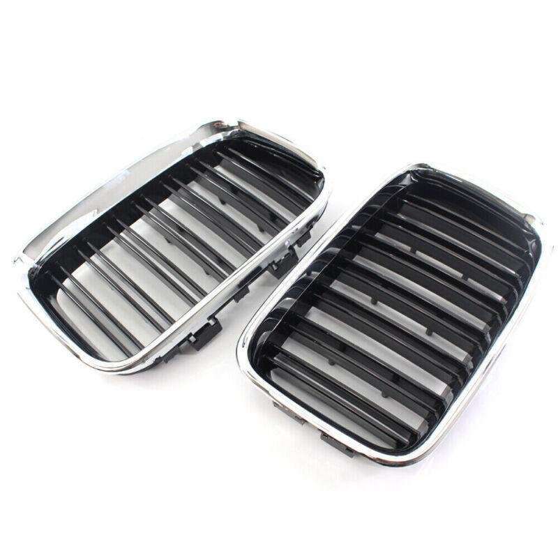 PAIR of Half Chrome Gloss Black Dual Slat Grille for BMW 3-Series E36 1992-1996