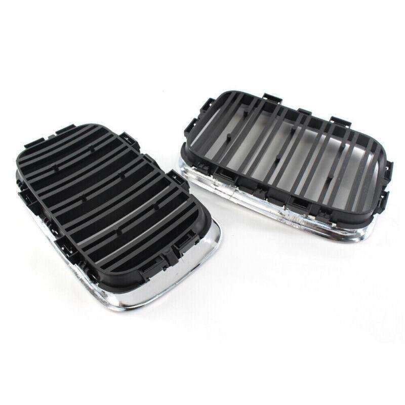 PAIR of Half Chrome Gloss Black Dual Slat Grille for BMW 3-Series E36 1992-1996