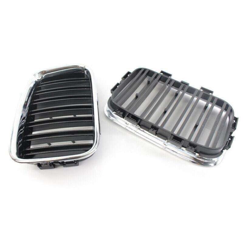 PAIR of Half Chrome Gloss Black Dual Slat Grille for BMW 3-Series E36 1992-1996